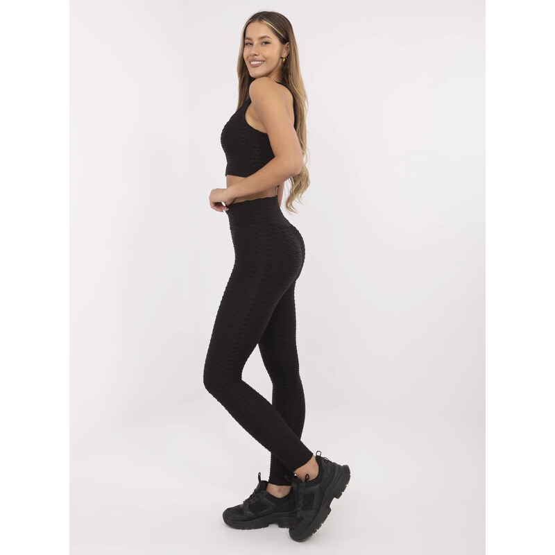RUE PARIS Čierna dámska športová súprava topu a legín -HG-KMPL-5448.54 57947941