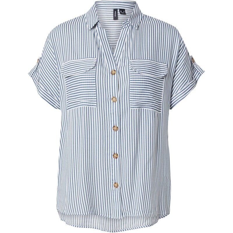 VERO MODA Blúzka VMBUMPY modrosivá / biela 63769450