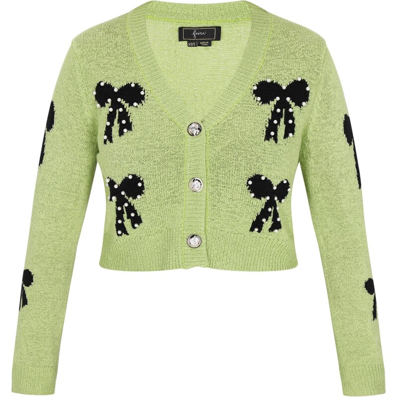 faina Kardigán svetlozelená / čierna 65875113