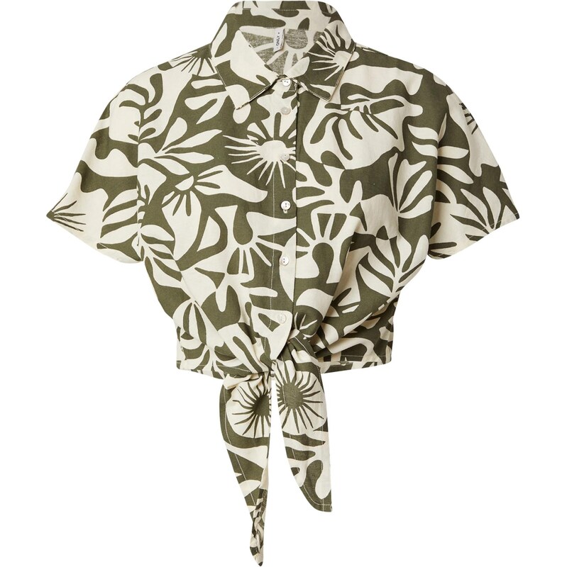 ONLY Blúzka ONLJAKIRI LINEN slonová kosť / olivová 66037244