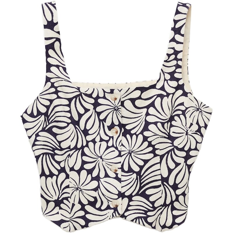 MANGO Top svetlobéžová / námornícka modrá 65878695