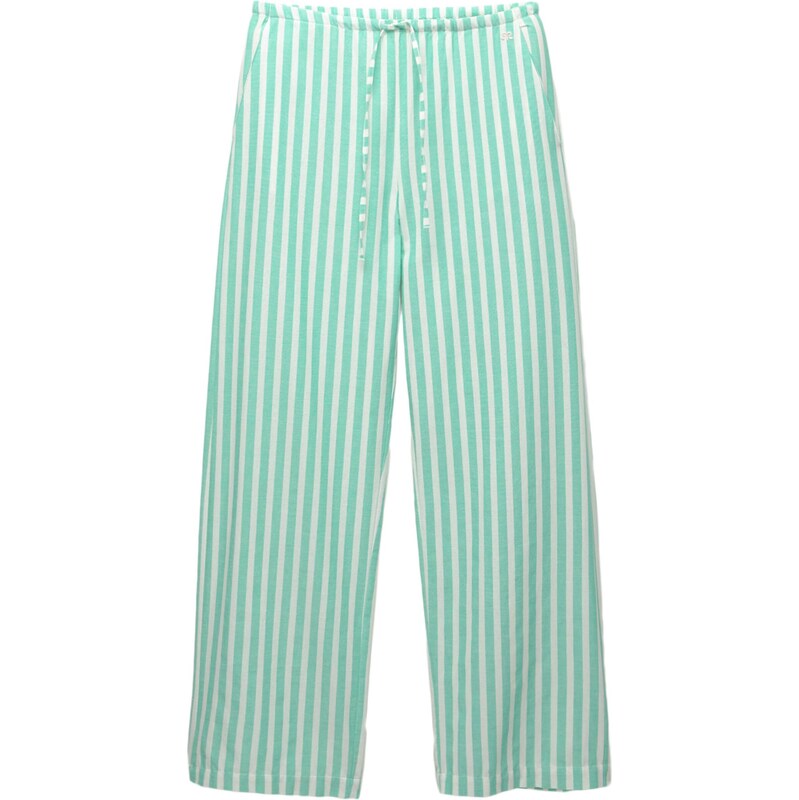 Pull&Bear Nohavice zelená / biela 65879567