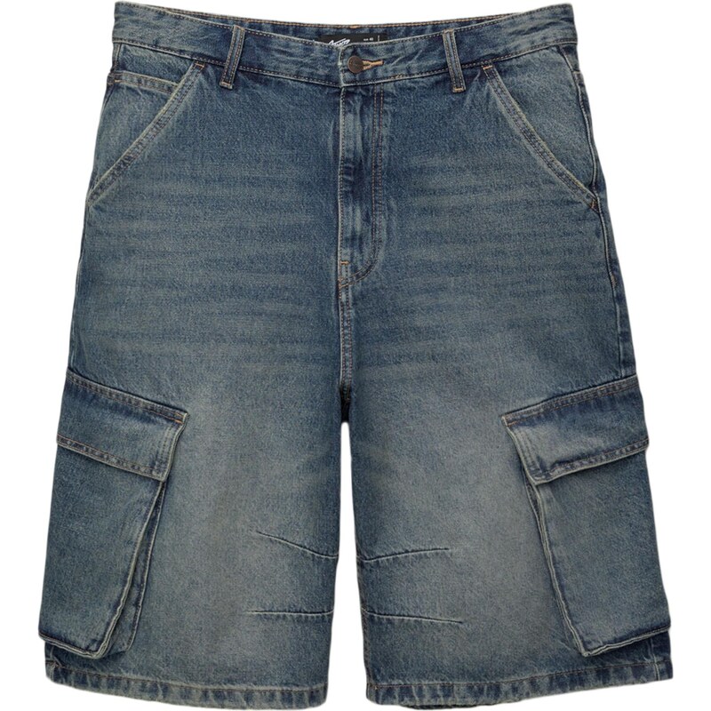 Pull&Bear Rifľové kapsáče tmavomodrá 64575586