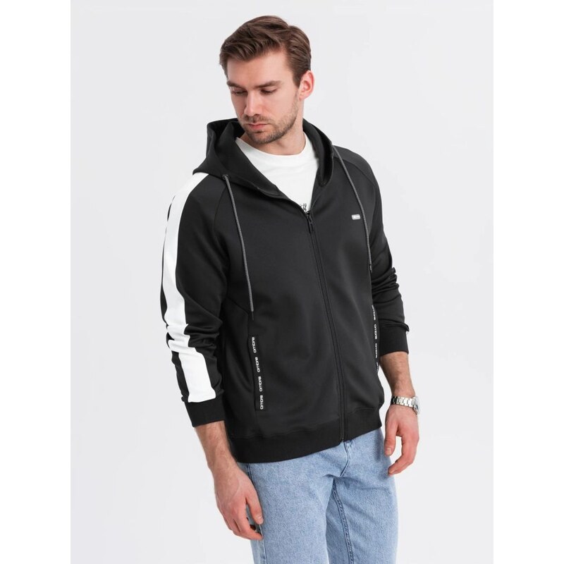 Ombre Clothing Nadčasová čierna mikina s kapucňou V1 EM-SSZP-00210 63777361