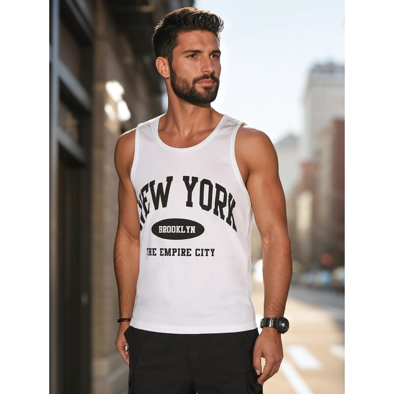 Dstreet Biele pánske tielko s nápisom NY 63777369