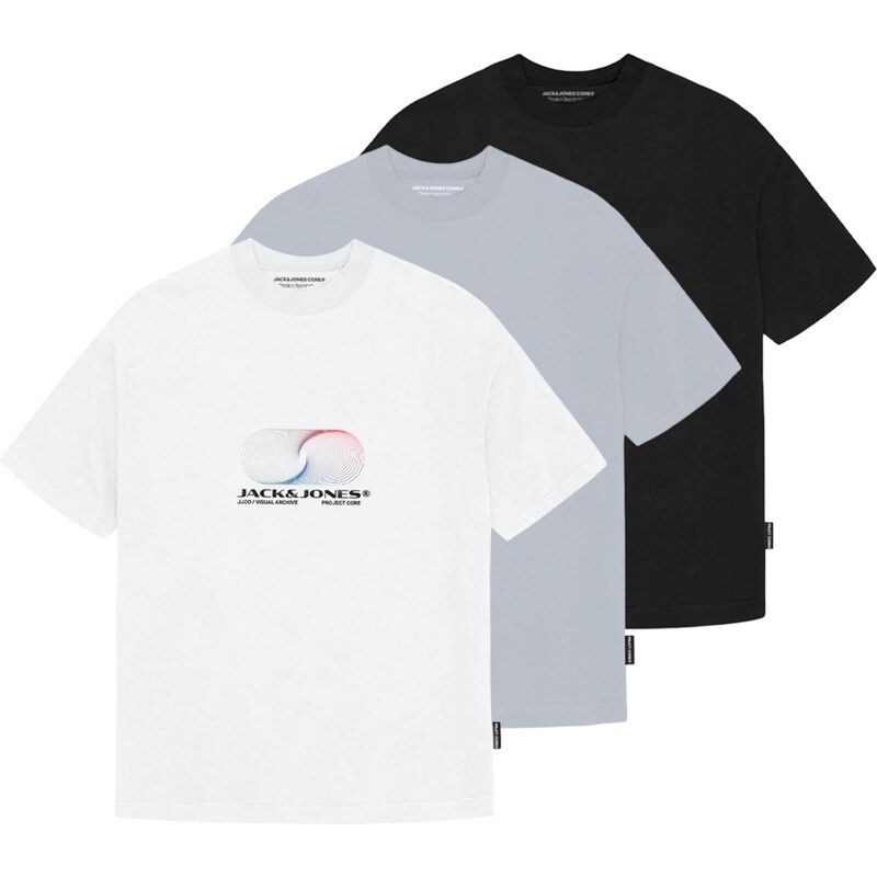 JACK & JONES Tričko JCOCalma sivá / čierna / biela 63780506