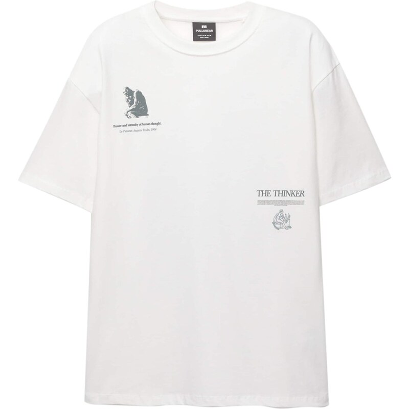 Pull&Bear Tričko THE THINKER opálová / sivá / grafitová / biela 64167145