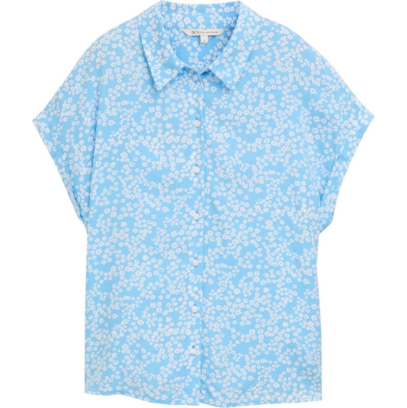 TOM TAILOR DENIM Blúzka nebesky modrá / biela 63570943