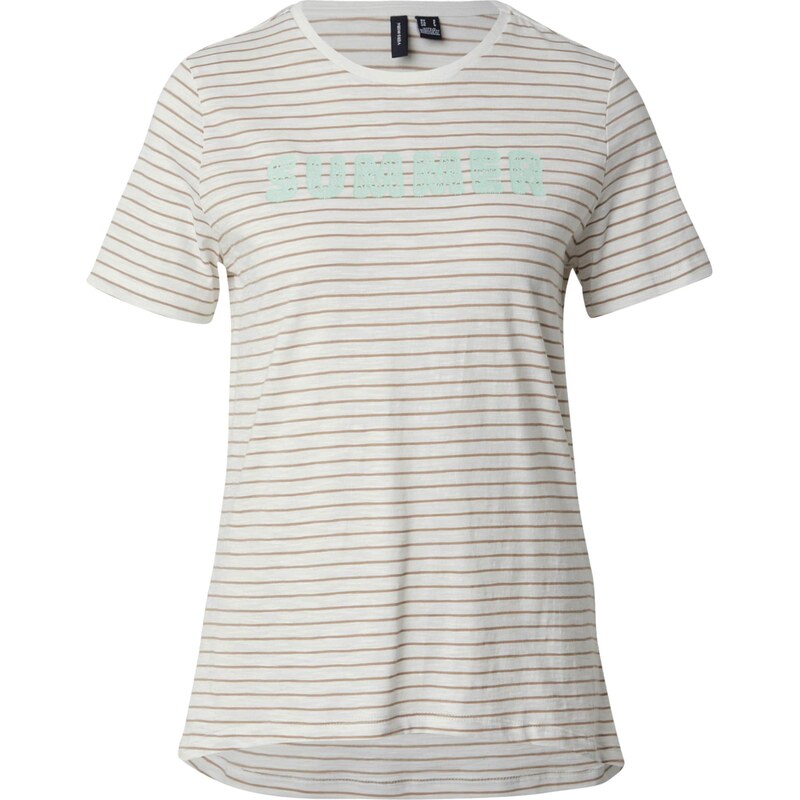 VERO MODA Tričko VMSIMONE béžová / svetlozelená / biela 63780631