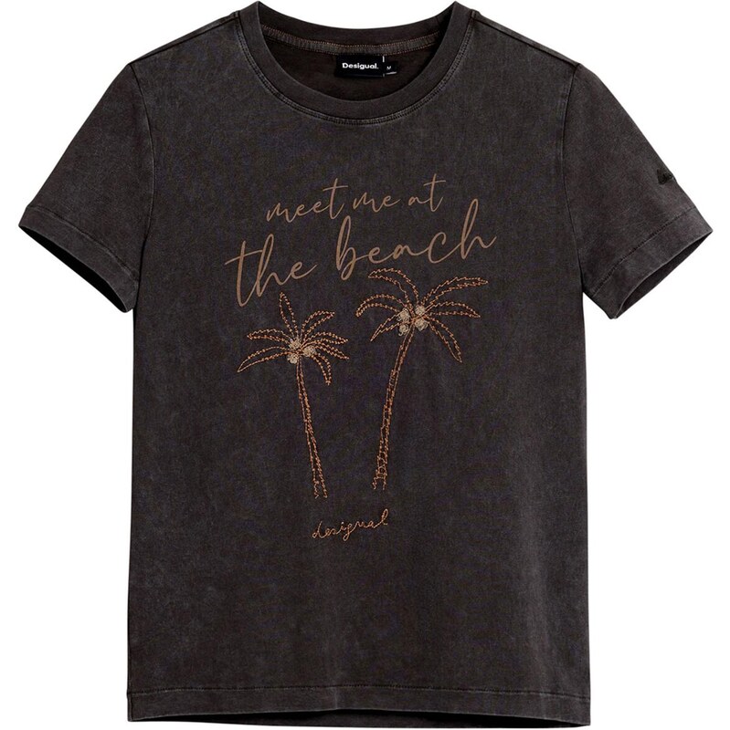 Desigual Tričko Palm Tree béžová / oranžová / čierna 63973757