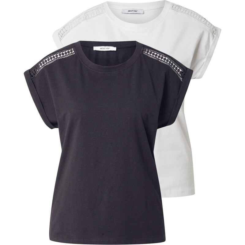 ABOUT YOU Tričko Elisa čierna / biela 65879722