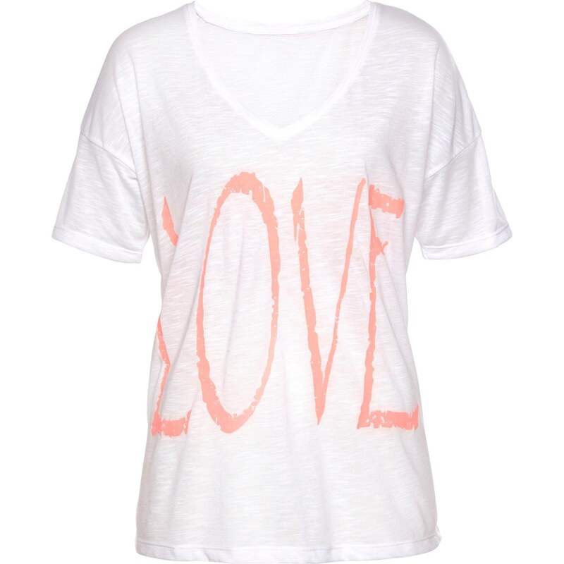 VIVANCE Tričko neónovo oranžová / biela 65905409