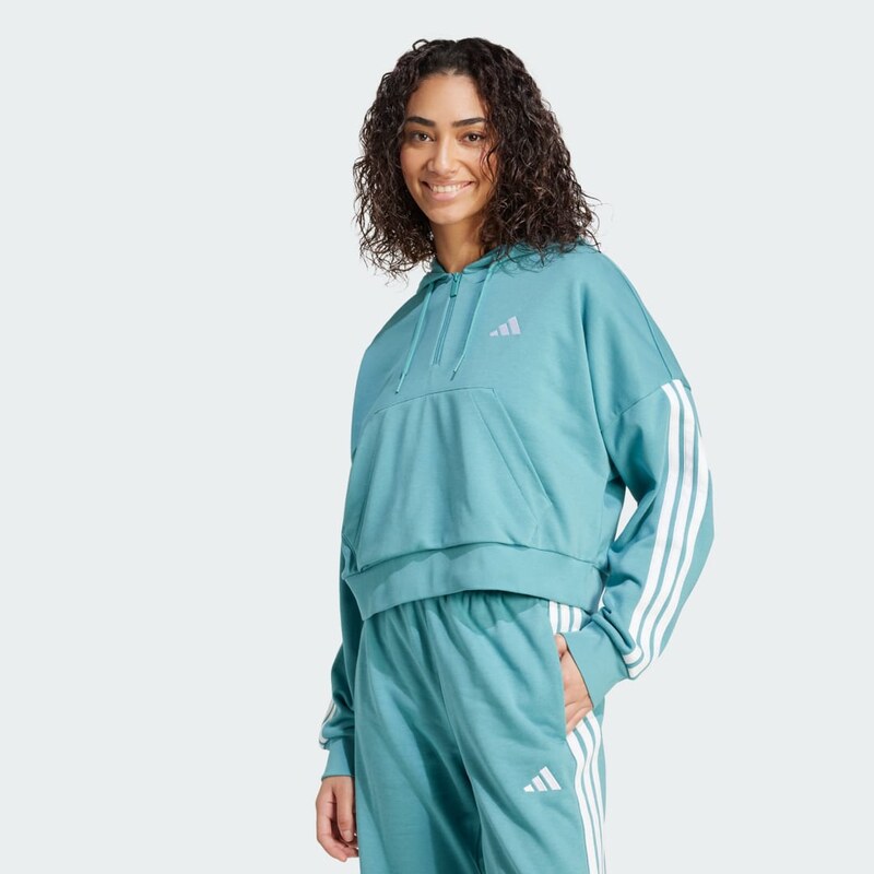 Adidas Mikina s kapucňou Essentials 3-Stripes French Terry Quarter-Zip 63782361