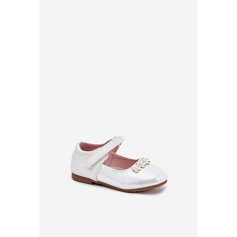 EVENTO Detské Baletky Na Suchý Zips S Kvetmi Biely Nikione 64694880