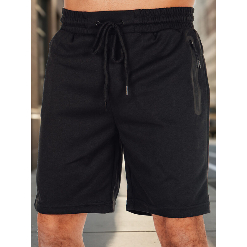 BASIC Černé pánské látkové kraťasy s kapsami na zip SX2474 63790063