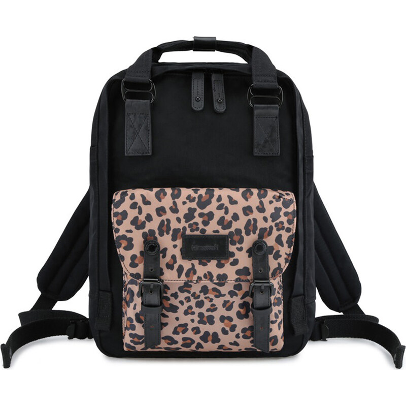 BASIC Himawari Čierny štýlový dámsky batoh s vreckom s leopardím 63790072