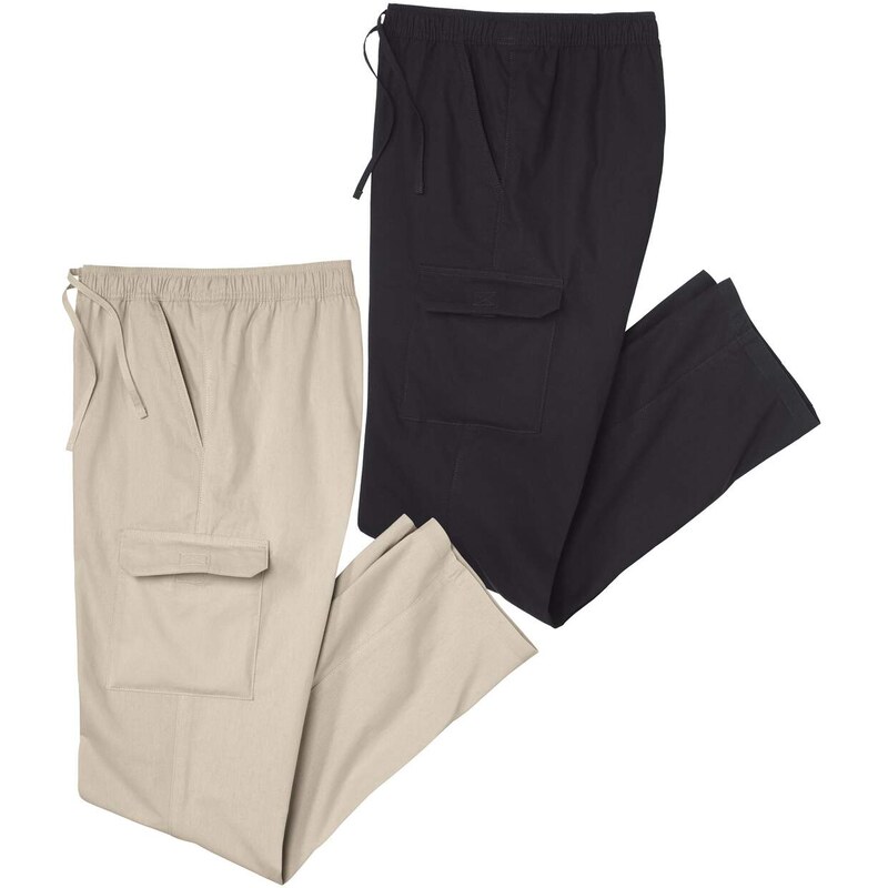 Sada 2 voľnočasových kapsáčových nohavíc Atlas For Men Čierna 63792871