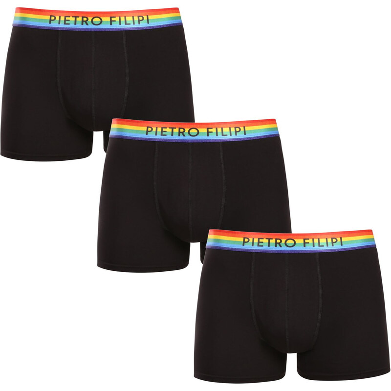 3PACK pánske boxerky Pietro Filipi čierné rainbow (3PBG1) 63798136