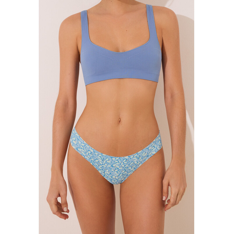 womensecret Modré Clean Cut vzorované tangá 63797010