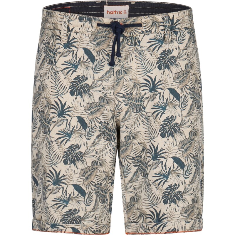 Pánske modré bavlnené kvetované bermudy s ľanom HATTRIC 63800903