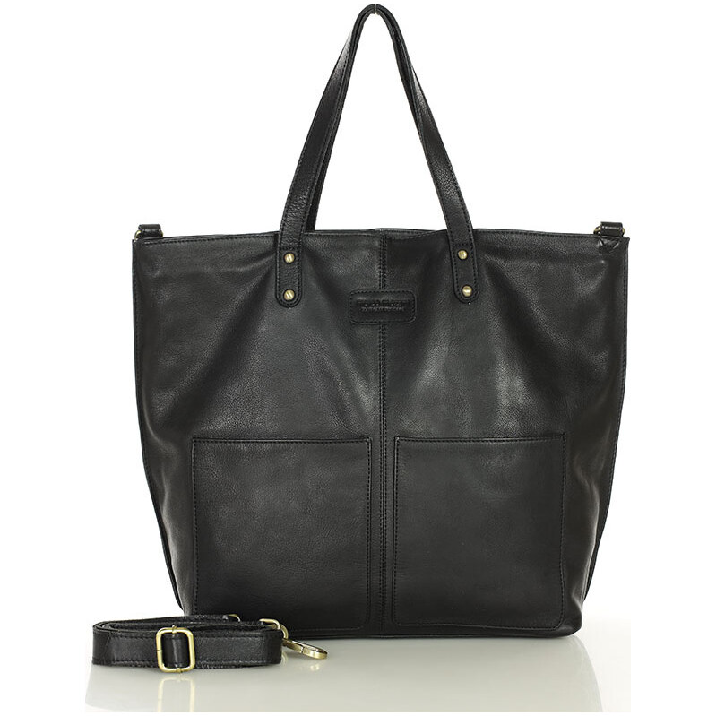 MARCO MAZZINI Černá dámská shopper kabelka z velbloudí kůže (vs123a) 63801113