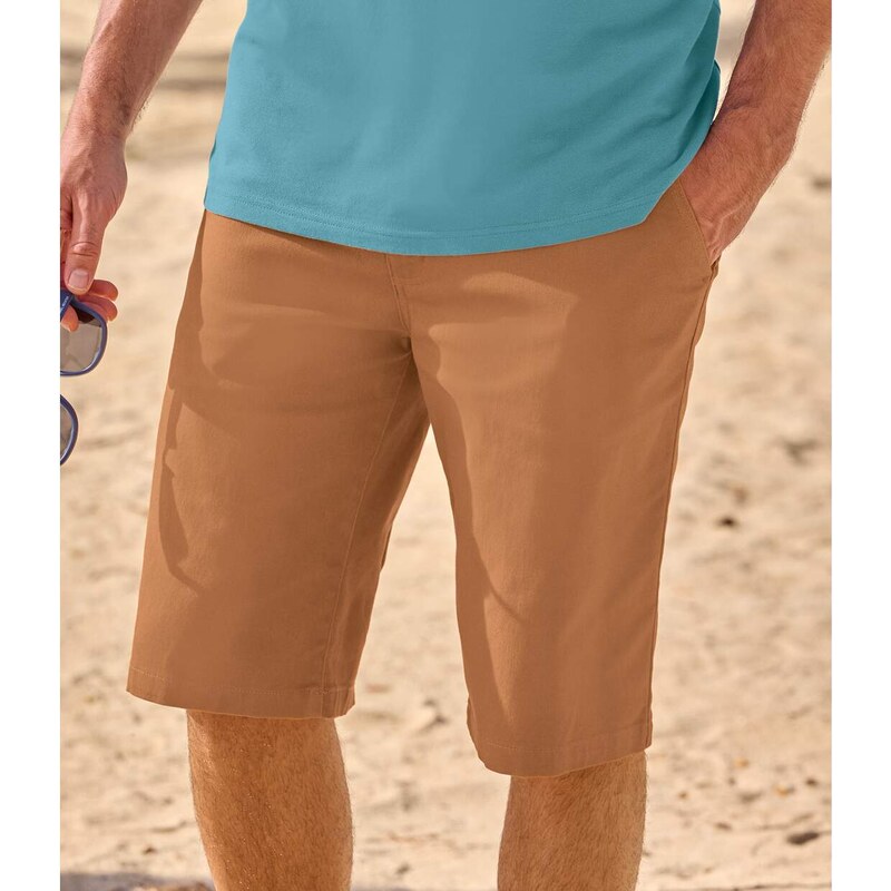 Chino bermudy z pružného kepru Atlas For Men Hnedá 63809540