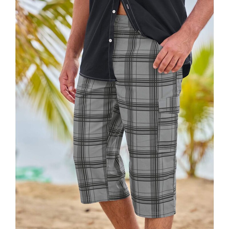 Trojštvrťové kapsáčové nohavice s kockovaným vzorom Atlas For Men So 63809541