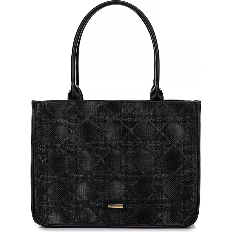 Wittchen Dámska shopperka s pleteným vzhľadom čierna 66066590
