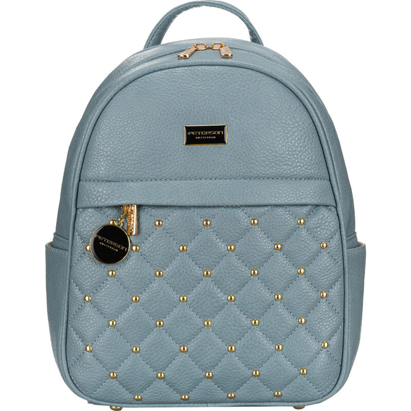 Peterson Módní modrý prošívaný dámský batoh se zlatým kováním PTN SPY 63815851