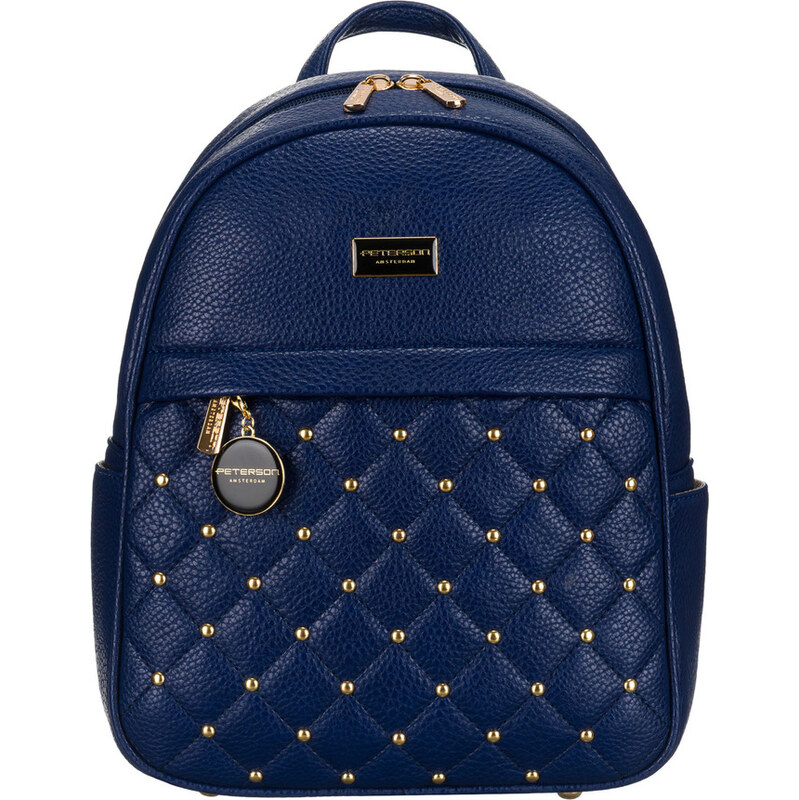 Peterson Módní tmavě modrý prošívaný dámský batoh se zlatým kováním 63815855