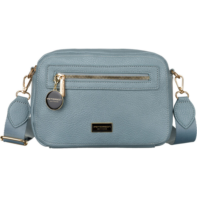 PETERSON Modrá dámská crossbody kabelka se zlatým kováním a klíčenkou 63815859