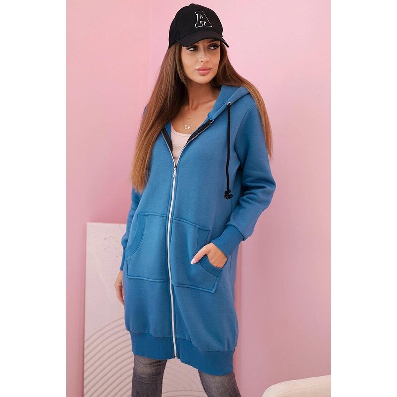 MladaModa Predlžená zateplená mikina s kapucňou a zipsom model 68415 65626812