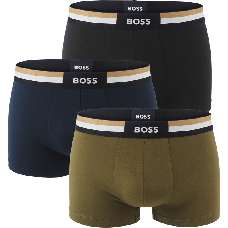BOSS - boxerky 3PACK eco friendly COOLMAX with cotton blue & olive 63827769