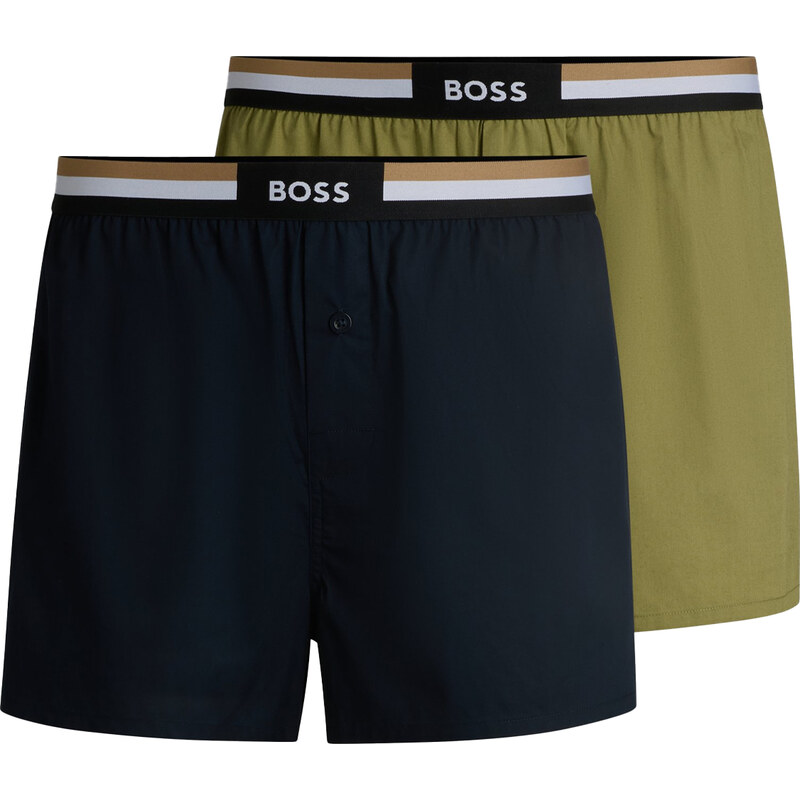 BOSS - trenky 2PACK natural pure cotton dark & green tones 63827782