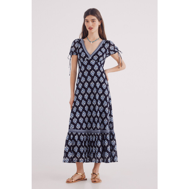 SPRINGFIELD Vzorované midi šaty s mašľovým detailom 63834713