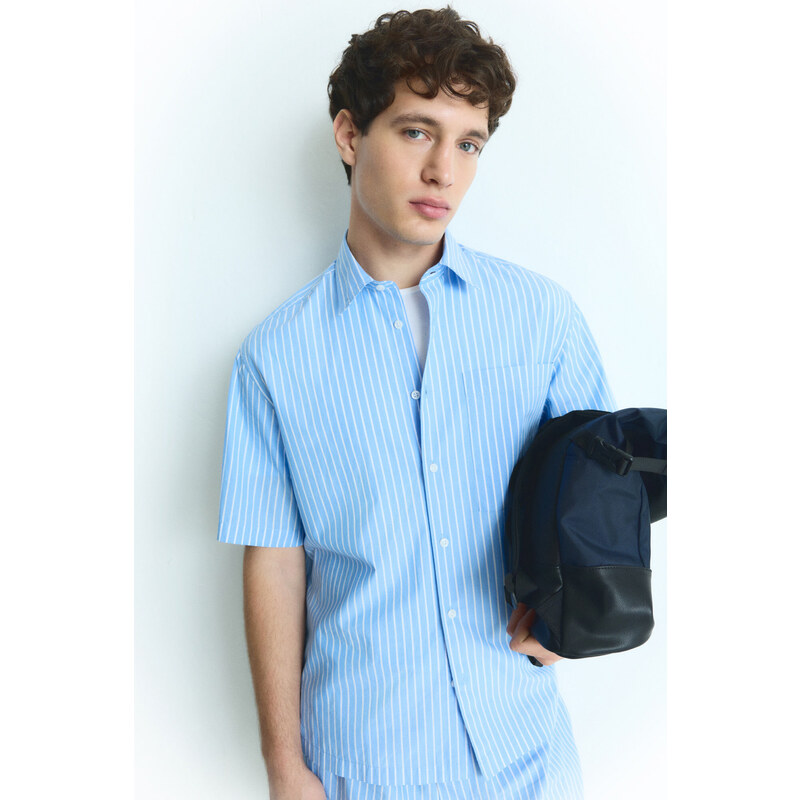 SPRINGFIELD Pánska popelínová košeľa s pruhovaným vzorom 63834776