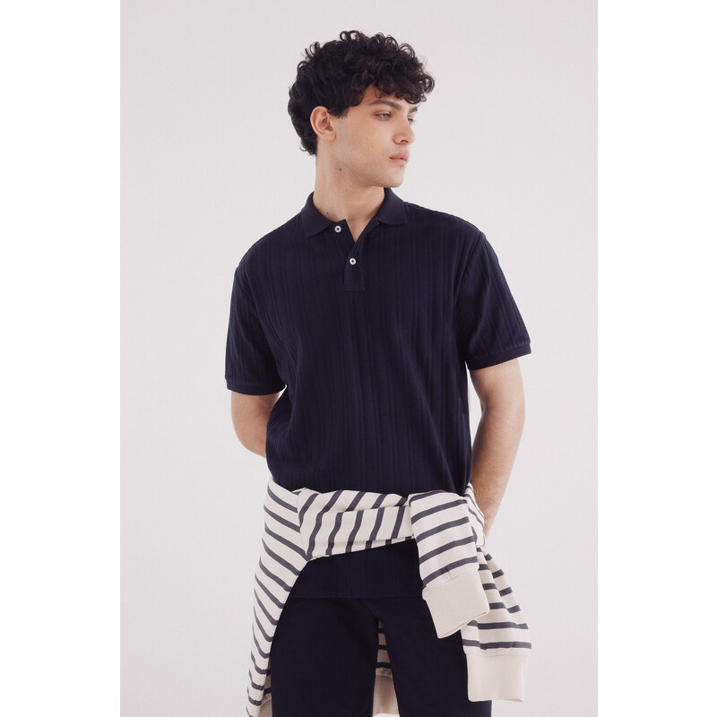 SPRINGFIELD Regular Fit štruktúrované polo tričko s vertikálnymi 63834792