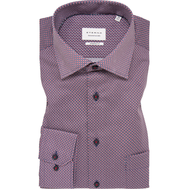 ETERNA Modern fit modrá károvaná košeľa s potlačou Non Iron 63850774