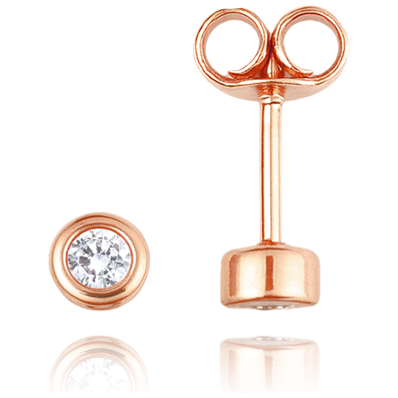 OLIVIE MINET Elegantní zlaté náušnice z růžového zlata s bílými 64898869