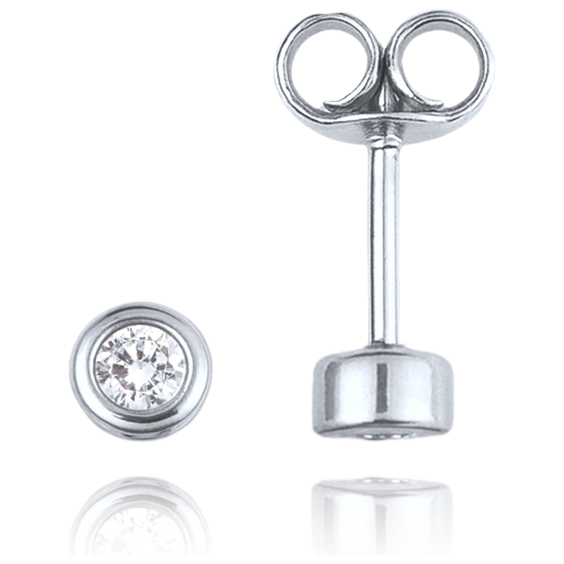 OLIVIE MINET Elegantní zlaté náušnice z bílého zlata s bílými zirkony 64898866