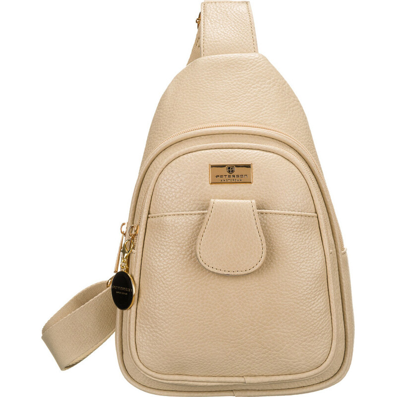 Peterson Béžová dámská crossbody kabelka s širokým látkovým popruhem 63850959