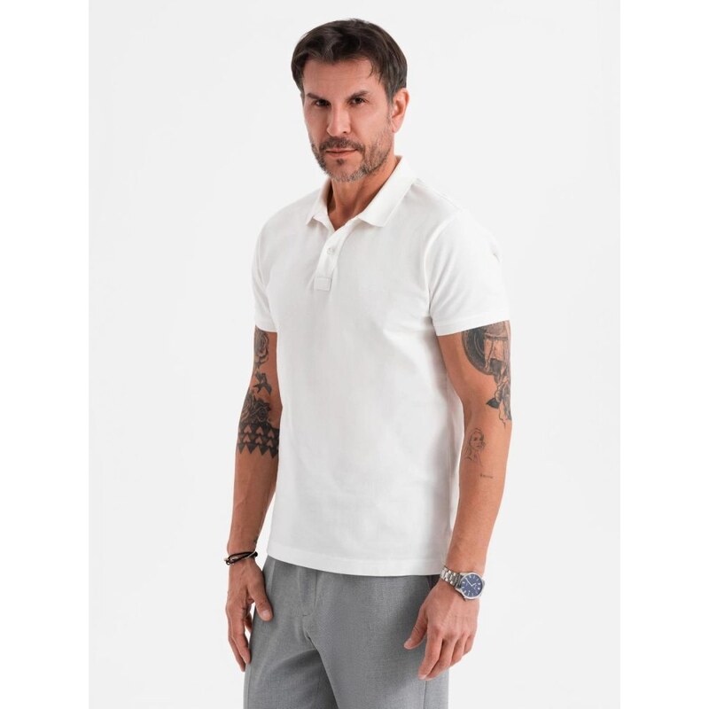 Ombre Clothing Ležérna ecru pánska polokošeľa V7 POSS-0103 63865314