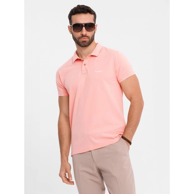 Ombre Clothing Ležérna ružová pánska polokošeľa V5 POSS-0103 63865312