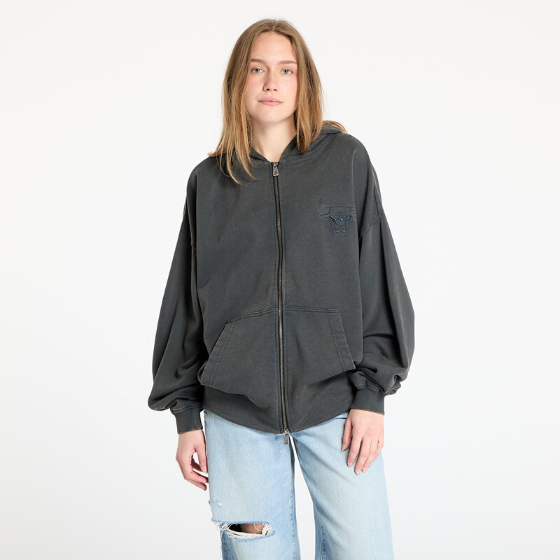 Mikina New Era Chicago Bulls Washed Full Zip UNISEX White Heather Gray 63869501