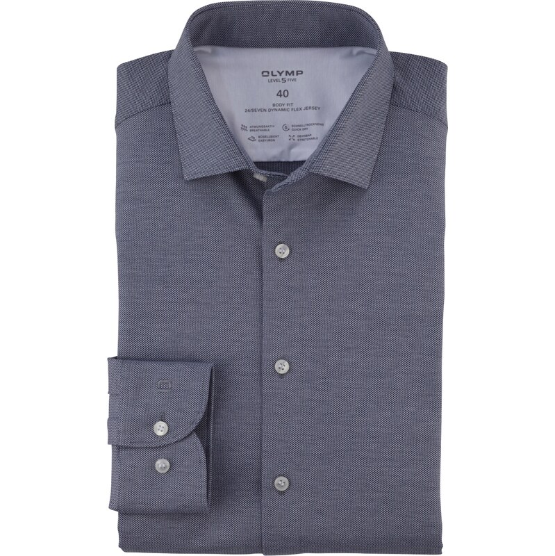 Pánska modrá Flex Jersey košeľa so štruktúrou OLYMP body fit 63869971