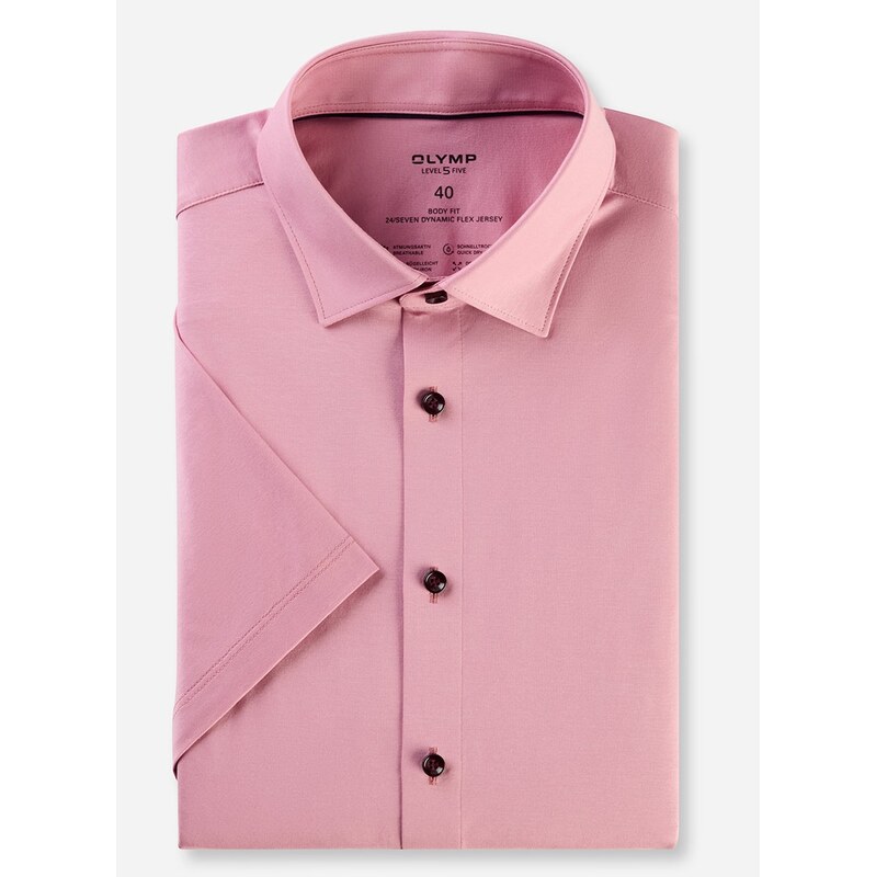 Pánska ružová Flex Jersey košeľa OLYMP body fit krátky rukáv 63869974