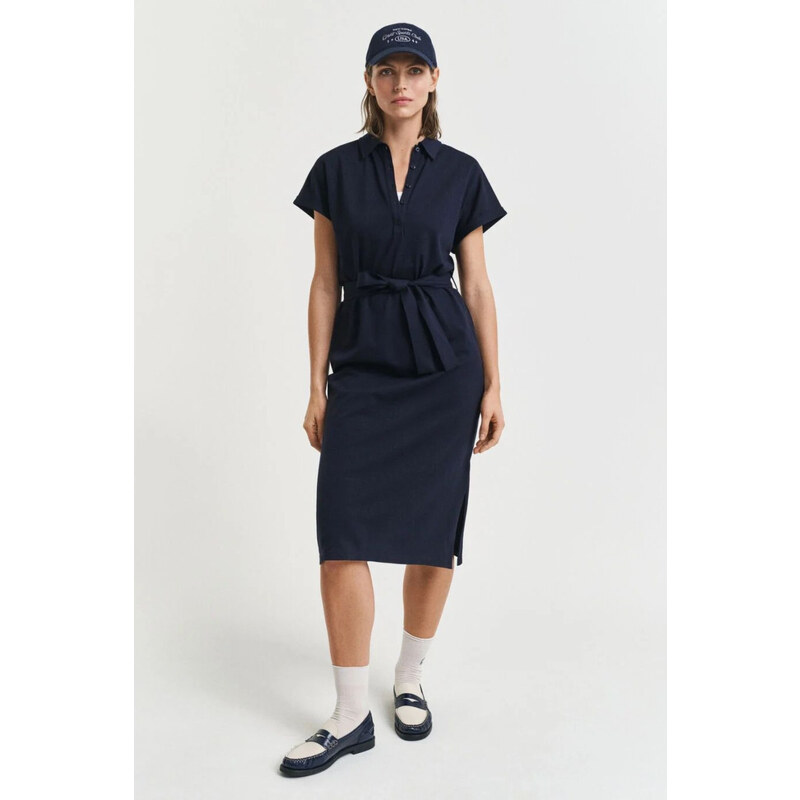 ŠATY GANT SS PIQUE POLO DRESS EVENING BLUE 63426143
