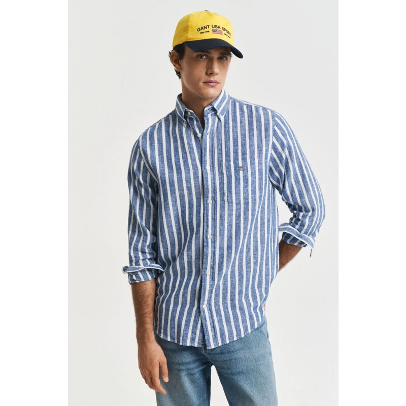 KOŠEĽA GANT REG COTTON/LINEN STRIPED SHIRT RICH BLUE 63426141