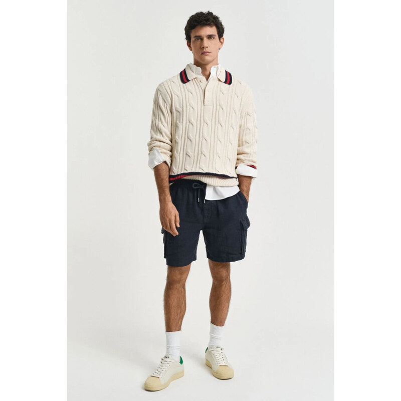 ŠORTKY GANT REG LINEN CARGO DS SHORTS DARKENED NAVY 63426129