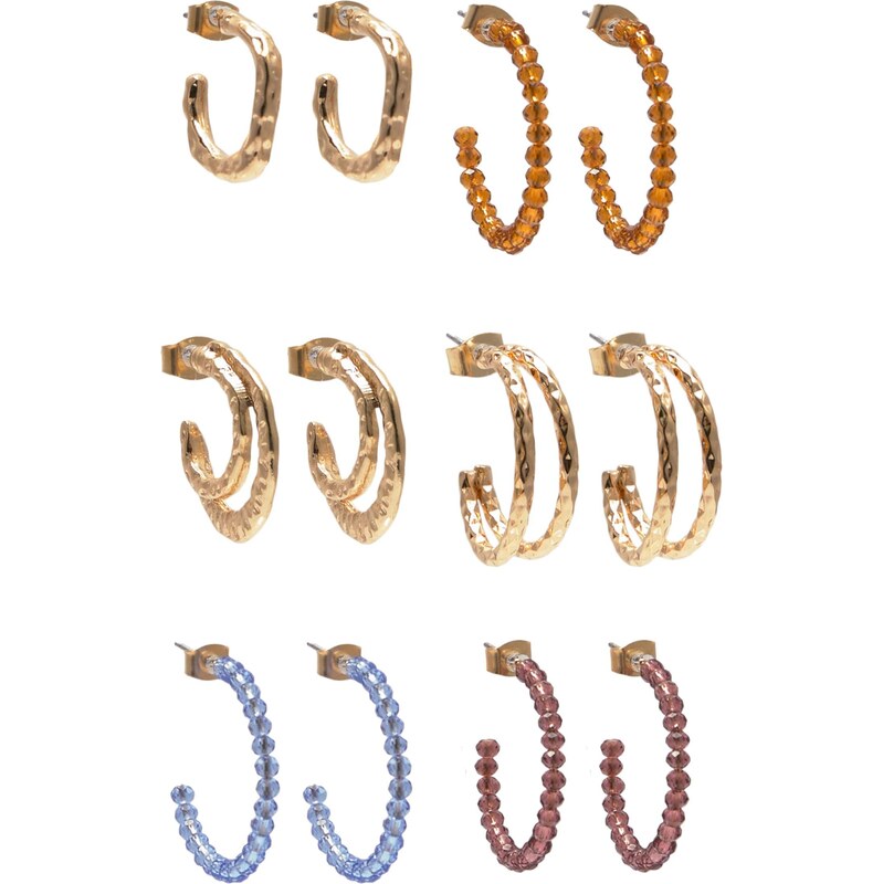 Pull&Bear Náušnice nebesky modrá / pueblo / zlatá / svetlofialová 65880035